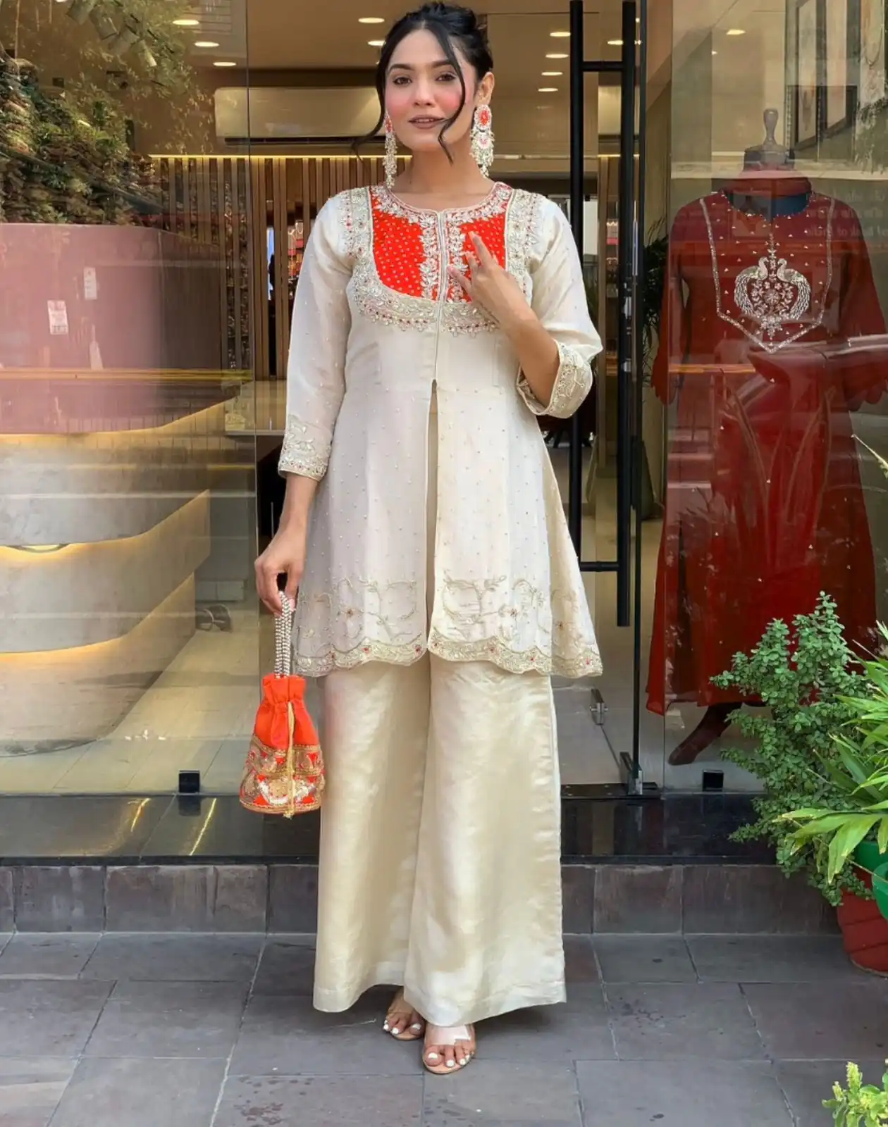 SRK 5277 Orange Mal Cotton With Embroidery Work & Bead Work Salwar Suit . Affordable Price ₹1799. Delivery 4-6 Working Days. Shop now. | Casual Suits, Jump Suits, Creative suits, Designer Suits, Palazzo Suits, Party Wear Suits, Patiala Suits, Salwar suit, Straight Suits