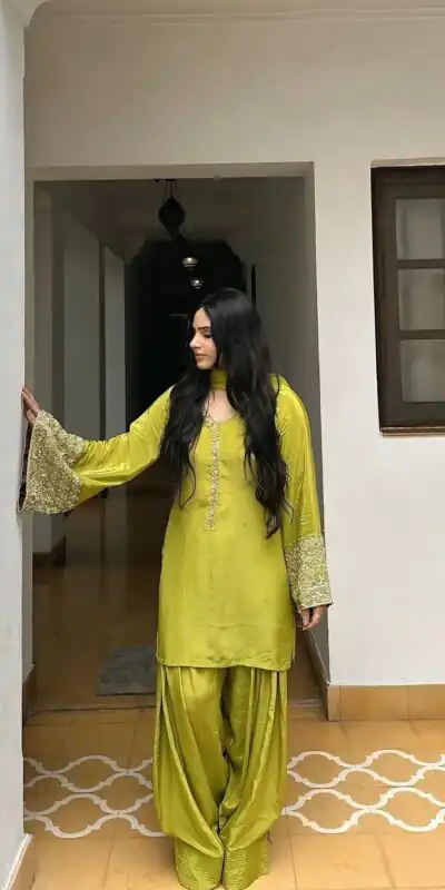 NSR 854 Parrot Green Natural Satin Silk Sequence Work with Lace Work & Embroidery Work Salwaar Suit Now at just ₹1799. Delivery 4-6 Working Days. Shop now. | Casual Suits, Jump Suits, Creative suits, Designer Suits, Palazzo Suits, Party Wear Suits, Patiala Suits, Salwar suit, Straight Suits