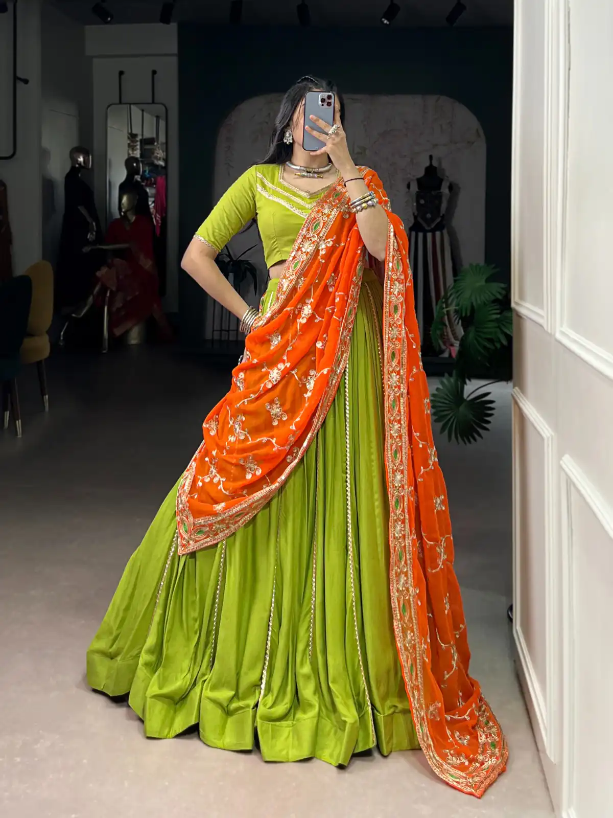 LNB 1692 Parrot Green Pure Rayon Embroidery Work & Sequins Work Lehenga Choli in . Now at just ₹3199. Delivery 4-6 Working Days. Shop now. | Creative Lehenga, Bollywood Lehenga, Designer Lehenga, Embroidered Lehenga, Lehenga, Party Wear Lehenga