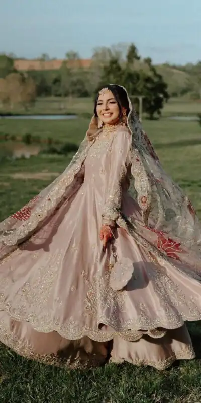 LG 1981 Peach Chinon With Embroidery Work & Lace Work Gown Wedding, Party, Festive, Events, Available at ₹2499 only. Delivery 4-6 Working Days. Shop now. | Bollywood Gowns, Creative Gowns, Designer Gowns, Embroidered Gowns, Gowns, Party Wear Gowns