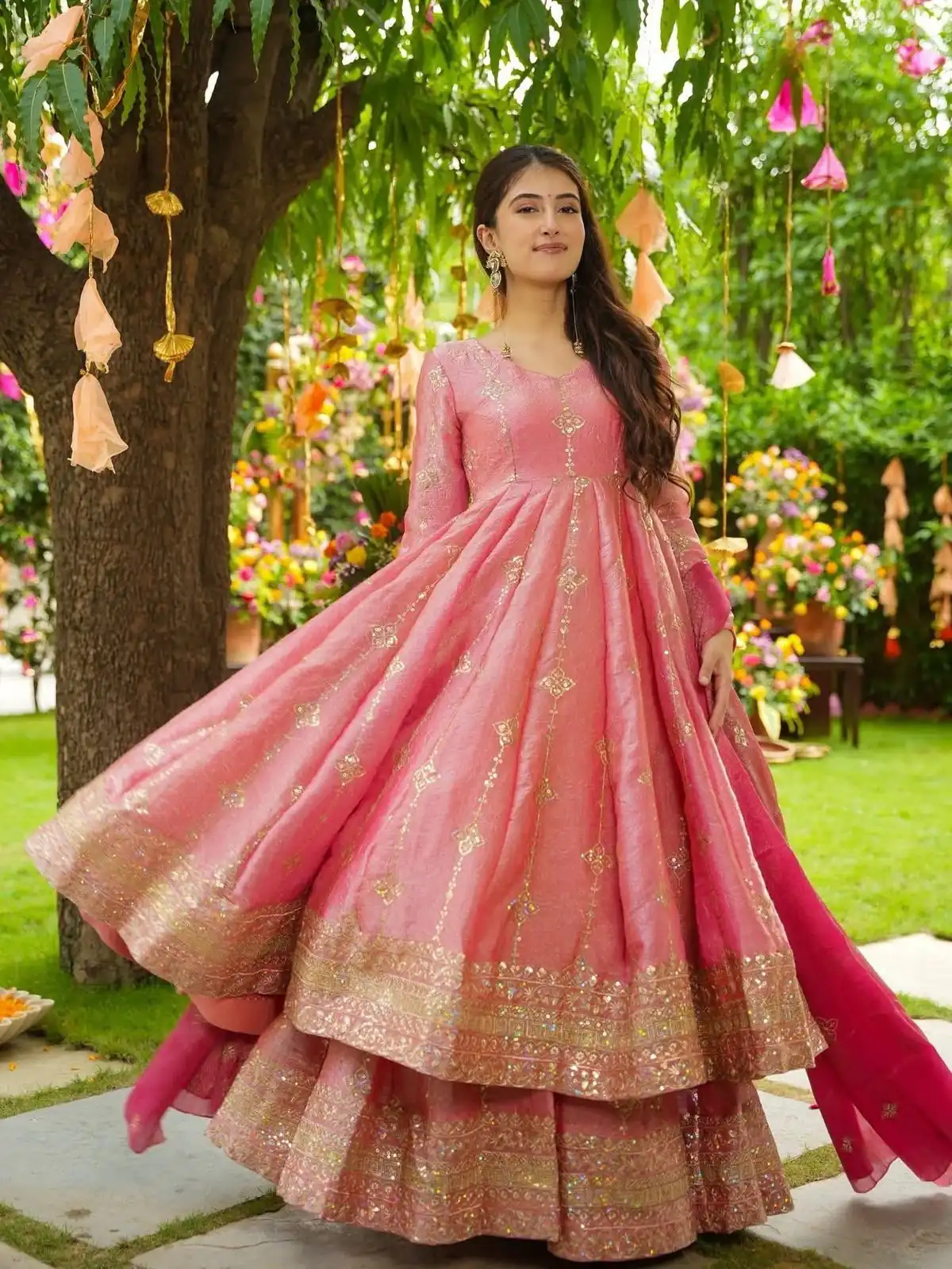SSR 526 Peach Crunchy Silk With Heavy Embroidery Sequence Work With Fully Flair Salwar Suit Wedding, Party, Festive, Events, Now at just ₹2399. Delivery 4 | Casual Suits, Jump Suits, Tops & Bottoms, Track Suits, Trendy Wear, Creative suits, Designer Suits, Palazzo Suits, Party Wear Suits, Patiala Suits, Salwar suit, Straight Suits