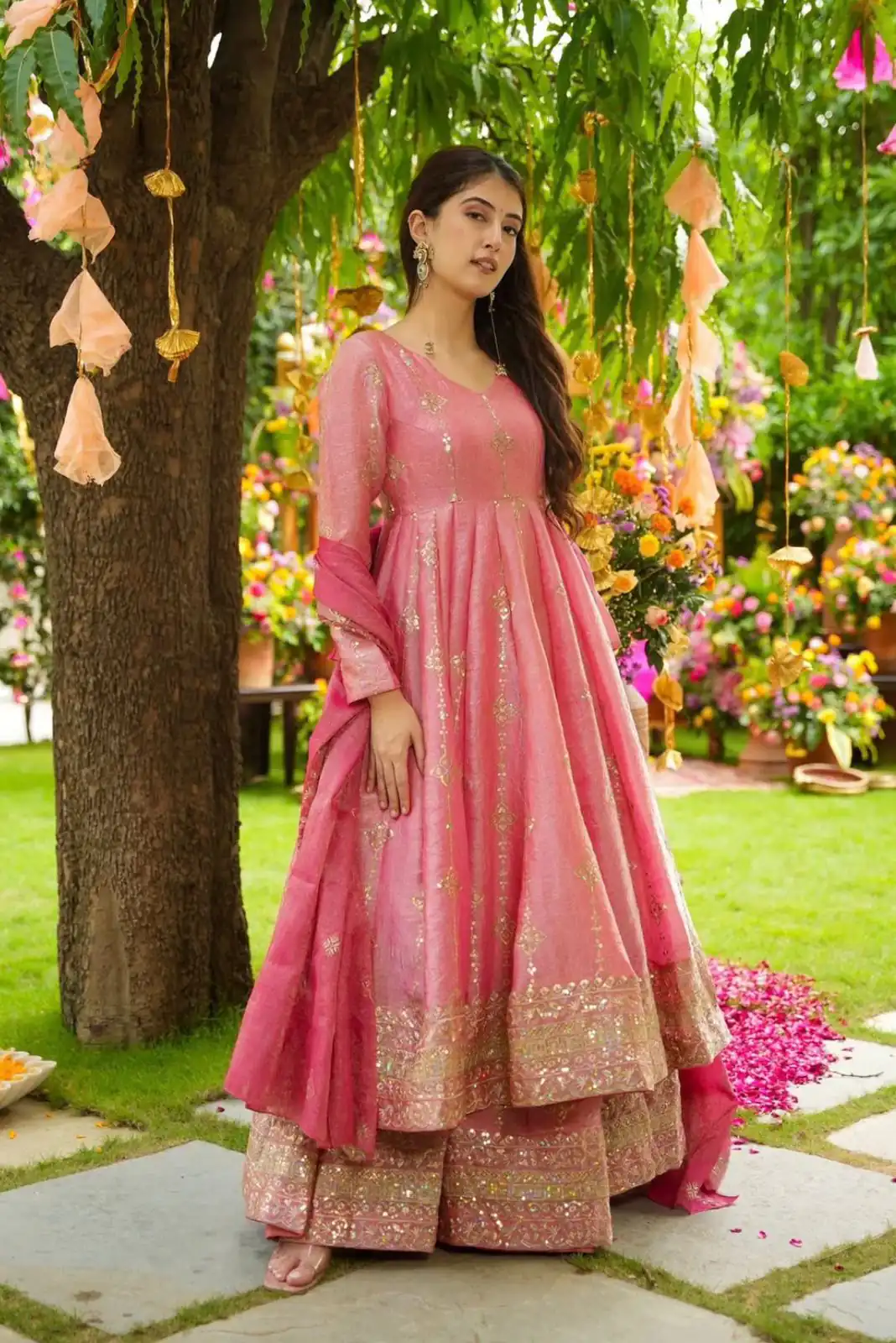 SSR 526 Peach Crunchy Silk With Heavy Embroidery Sequence Work With Fully Flair Salwar Suit Wedding, Party, Festive, Events, Now at just ₹2399. Delivery 4 | Casual Suits, Jump Suits, Tops & Bottoms, Track Suits, Trendy Wear, Creative suits, Designer Suits, Palazzo Suits, Party Wear Suits, Patiala Suits, Salwar suit, Straight Suits