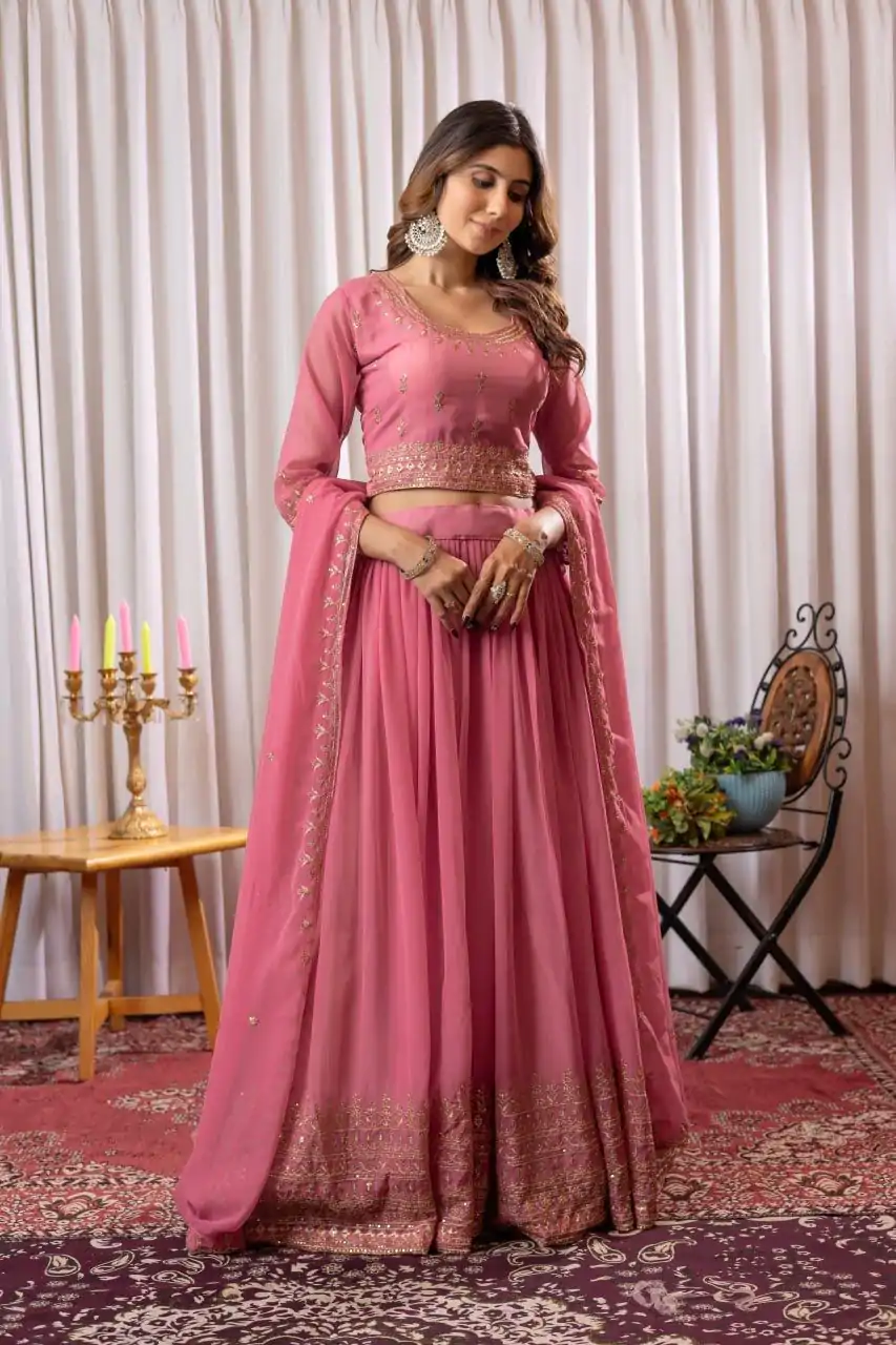 PDC 91 Peach Pure fox Georgette Lehenga Choli erfect for Wedding, Party, Festival Celebrations, Diwali, Karwa Chauth – . Now at just ₹2399. Delivery 4 | Bollywood Lehenga, Creative Lehenga, Designer Lehenga, Embroidered Lehenga, Lehenga, Party Wear Lehenga