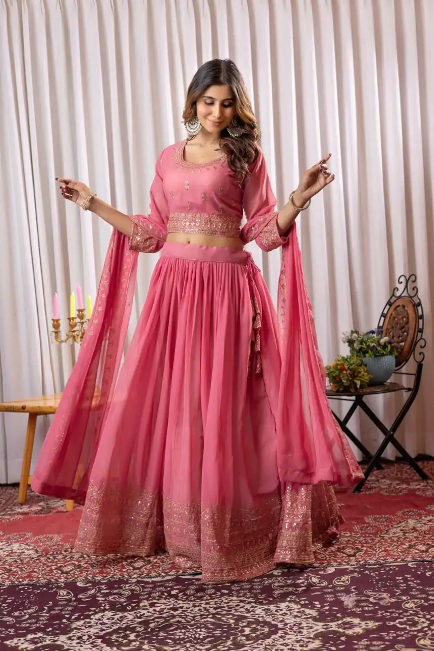 PDC 91 Peach Pure fox Georgette Lehenga Choli erfect for Wedding, Party, Festival Celebrations, Diwali, Karwa Chauth – . Now at just ₹2399. Delivery 4 | Bollywood Lehenga, Creative Lehenga, Designer Lehenga, Embroidered Lehenga, Lehenga, Party Wear Lehenga