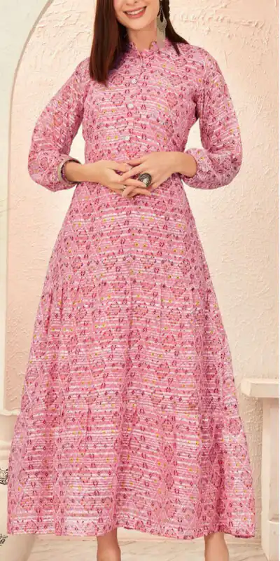 INLI BLOSSOM 2.0 Peach Georgette print Gown Perfect for Wedding, Party, Ganesh Chaturthi, Bridal Wear, Durga Puja – . Get it for ₹1499. Delivery 4-6 Days | Bollywood Gowns, Creative Gowns, Designer Gowns, Embroidered Gowns, Gowns, Party Wear Gowns