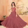 INLI Ghumati Peach Heavy Rayon with Lace Work & Gamthi Work Gown . Get it for ₹1749. Delivery 4-6 Working Days. Shop now. | Bollywood Gowns, Creative Gowns, Designer Gowns, Embroidered Gowns, Gowns, Party Wear Gowns
