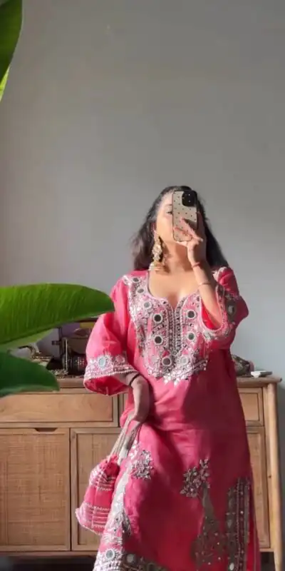 RTC 5919 Peach Roman Silk With Mirror Work Salwar Suit Wedding, Party, Festive, Events, Navratri Garba, Introductory Price ₹2099. Delivery 4-6 Working Days. | Casual Suits, Jump Suits, Tops & Bottoms, Track Suits, Trendy Wear, Creative suits, Designer Suits, Palazzo Suits, Party Wear Suits, Patiala Suits, Salwar suit, Straight Suits