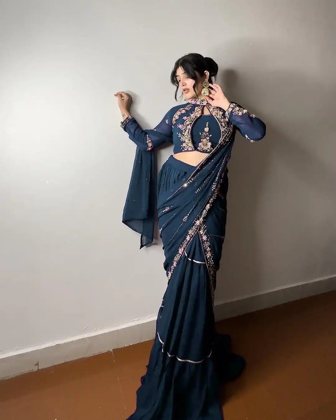 BE 280 Peacock Blue Georgette Lehenga Saree Perfect for Wedding, Party, Cultural Events,, Ganesh Chaturthi . Affordable Price ₹2399. Delivery 4-Days | Creative Lehenga, Bollywood Lehenga, Designer Lehenga, Embroidered Lehenga, Lehenga, Party Wear Lehenga