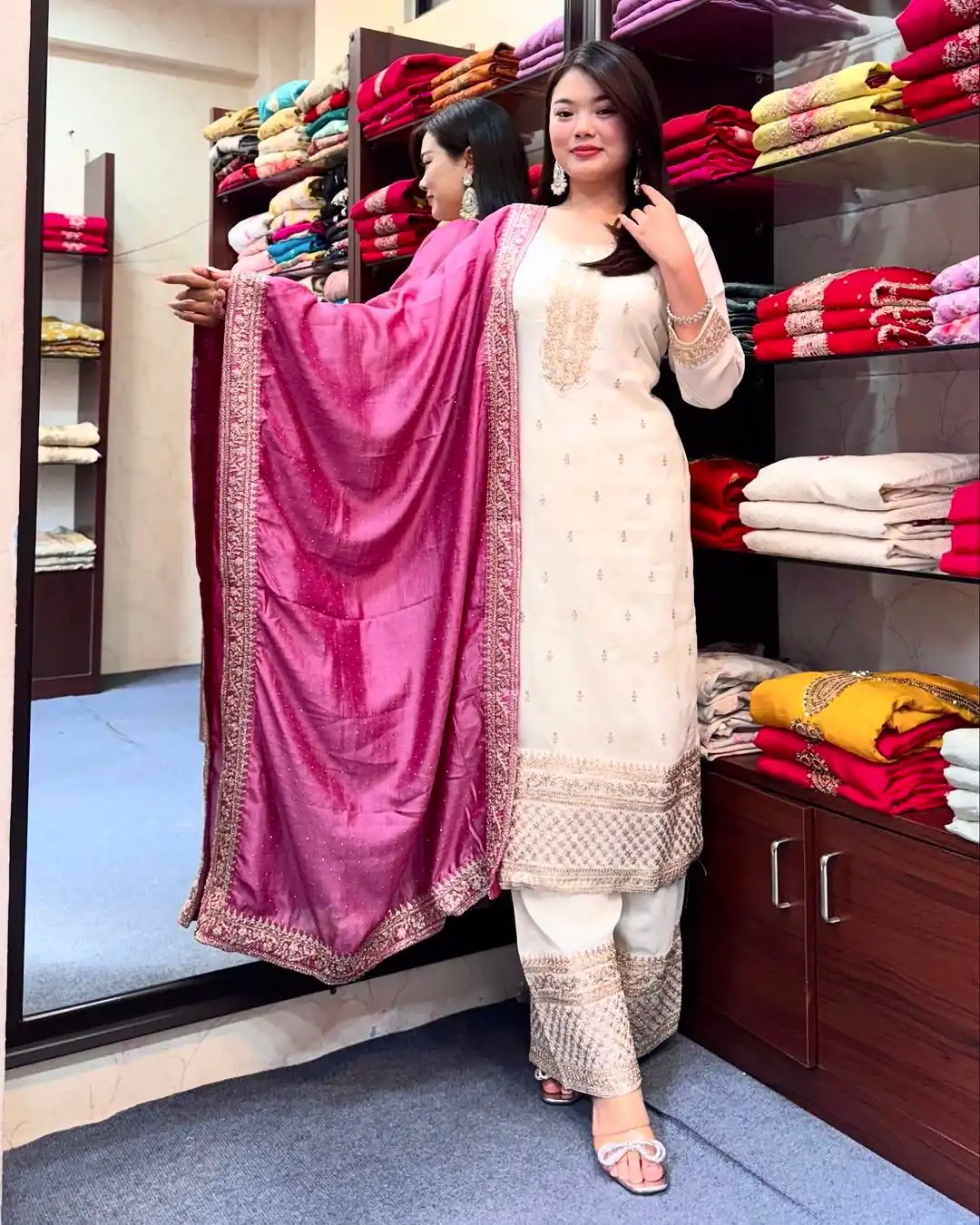 SRK 5140 Pink Chinnon Silk with Embroidery Work & Lace Work Salwar Suit . Affordable Price ₹1799. Delivery 4-6 Working Days. Shop now. | Casual Suits, Jump Suits, Creative suits, Designer Suits, Palazzo Suits, Party Wear Suits, Patiala Suits, Salwar suit, Straight Suits