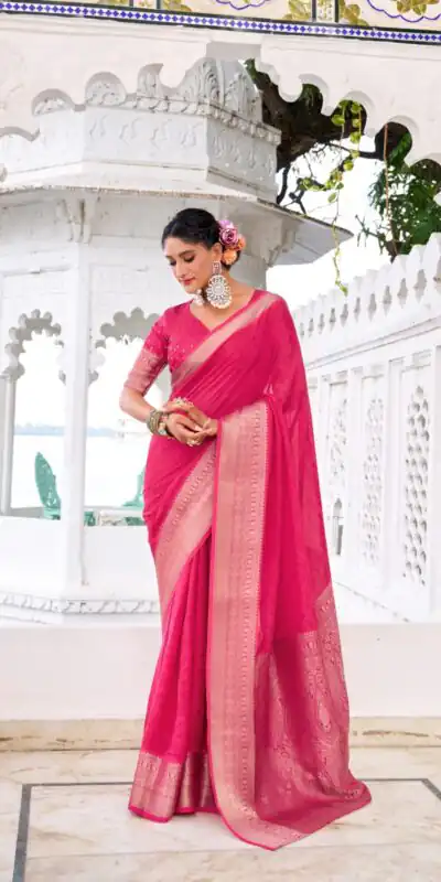YNF 7902 Pink Color Chinon Printed With Zari Weaving Work Saree With Zari Work. Best Price ₹1549. Delivery 4-6 Working Days. Shop now. | Embroidered Sarees, Bollywood Sarees, Creative Sarees, Designer Sarees, Ethnic Saree, Modern Digital sarees, Party Wear Sarees, Sarees