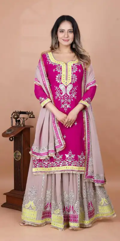 SRK 5260 Pink Faux Georgette With 5mm Embroidery Sequence Work Perfect for Wedding, Party, Karwa Chauth, Ethnic Day, Baisakhi Beast Price At 2149/- Only | Casual Suits, Jump Suits, Creative suits, Designer Suits, Palazzo Suits, Party Wear Suits, Patiala Suits, Salwar suit, Straight Suits
