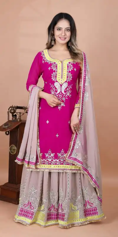 SRK 5260 Pink Faux Georgette With 5mm Embroidery Sequence Work Perfect for Wedding, Party, Karwa Chauth, Ethnic Day, Baisakhi Beast Price At 2149/- Only | Casual Suits, Jump Suits, Creative suits, Designer Suits, Palazzo Suits, Party Wear Suits, Patiala Suits, Salwar suit, Straight Suits