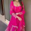 Pink Faux Georgette With Embroidery Lehenga Choli