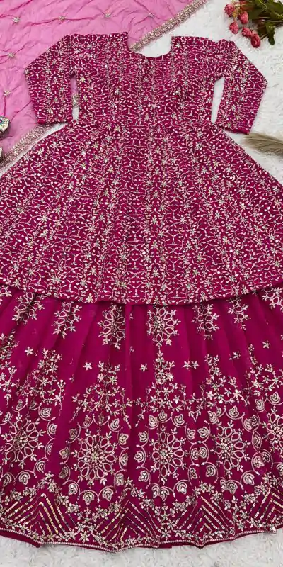NSR 819 Pink Faux Georgette with Lace Work & Embroidery Work Lehenga Choli . Introductory Price ₹2149. Delivery 4-6 Working Days. Shop now. | Bollywood Lehenga, Creative Lehenga, Designer Lehenga, Embroidered Lehenga, Lehenga, Party Wear Lehenga