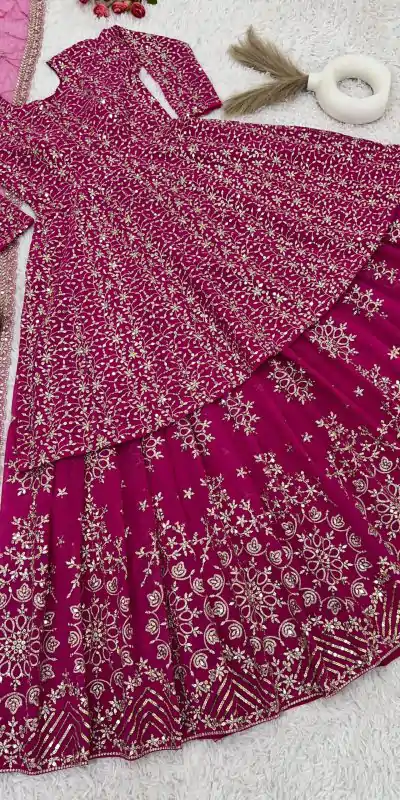 NSR 819 Pink Faux Georgette with Lace Work & Embroidery Work Lehenga Choli . Introductory Price ₹2149. Delivery 4-6 Working Days. Shop now. | Bollywood Lehenga, Creative Lehenga, Designer Lehenga, Embroidered Lehenga, Lehenga, Party Wear Lehenga