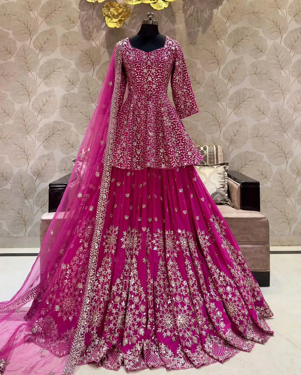 NSR 819 Pink Faux Georgette with Lace Work & Embroidery Work Lehenga Choli . Introductory Price ₹2149. Delivery 4-6 Working Days. Shop now. | Bollywood Lehenga, Creative Lehenga, Designer Lehenga, Embroidered Lehenga, Lehenga, Party Wear Lehenga