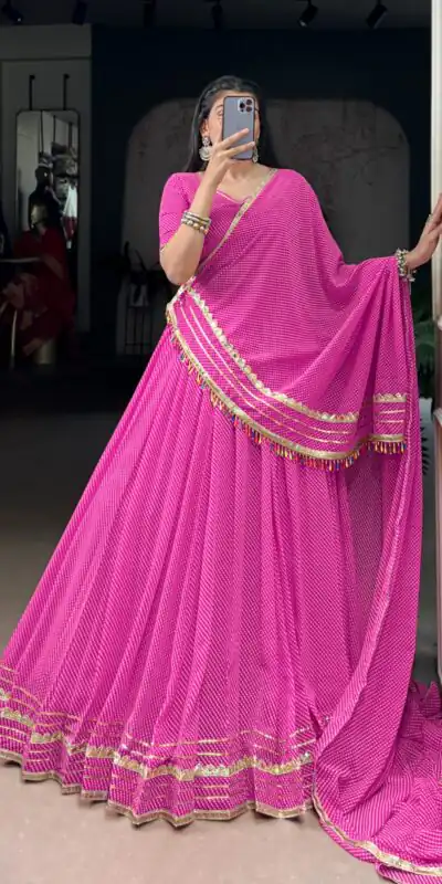 LNB 1728 Pink Color Georgette Printed Lace Work Lehenga Choli . Exclusive Offer ₹2499. Delivery 4-6 Working Days. Shop now. | Creative Lehenga, Bollywood Lehenga, Designer Lehenga, Embroidered Lehenga, Lehenga, Party Wear Lehenga