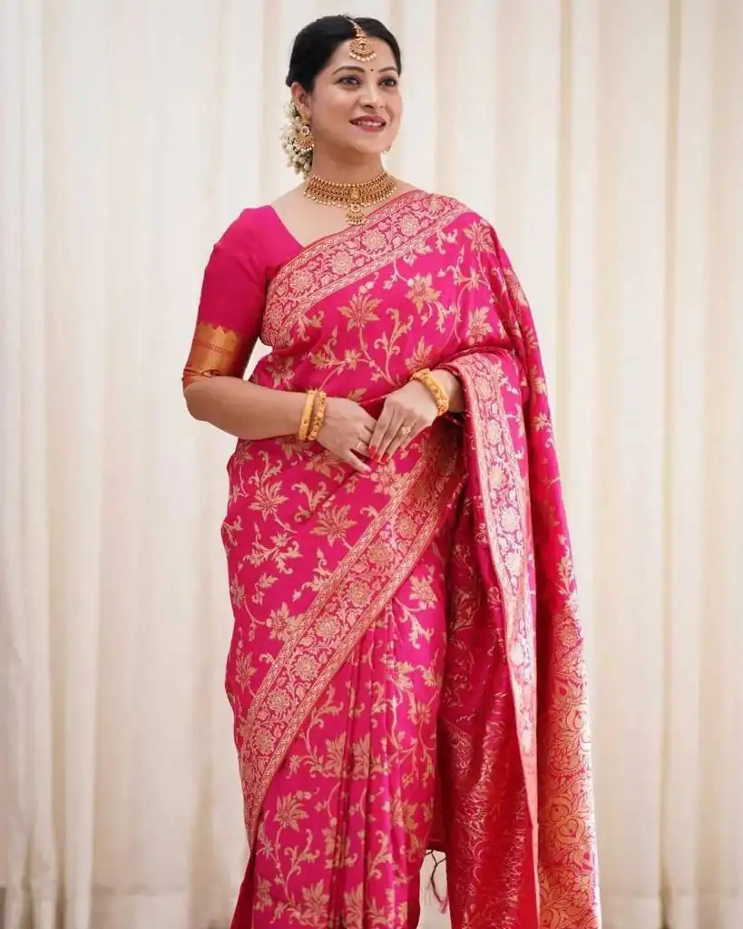 KP 4077 Pink Soft Lichi Silk Saree Perfect for Wedding, Party, Baisakhi, Temple Visit, Anniversary . Best Price ₹1349. Delivery 4-6 Working Days. | Embroidered Sarees, Bollywood Sarees, Creative Sarees, Designer Sarees, Ethnic Saree, Modern Digital sarees, Party Wear Sarees, Sarees