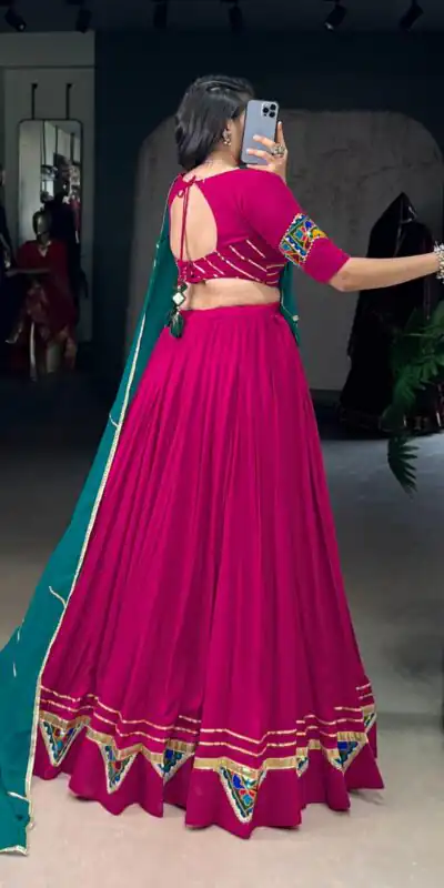 LNB 1751 Pink Pure Rayon Lehenga Choli with Mirror Work & Gamthi Work. Exclusive Offer ₹3399. Delivery 4-6 Working Days. Shop now. | Creative Lehenga, Bollywood Lehenga, Designer Lehenga, Embroidered Lehenga, Lehenga, Party Wear Lehenga