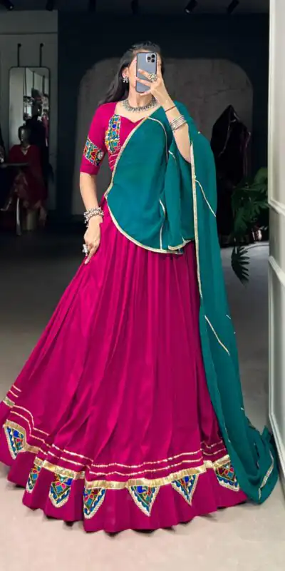 LNB 1751 Pink Pure Rayon Lehenga Choli with Mirror Work & Gamthi Work. Exclusive Offer ₹3399. Delivery 4-6 Working Days. Shop now. | Creative Lehenga, Bollywood Lehenga, Designer Lehenga, Embroidered Lehenga, Lehenga, Party Wear Lehenga