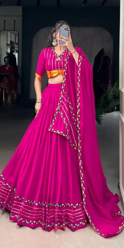 LNB 1659 Pink Color Pure Rayon With Mirror Work & Gamthi Work. Lehenga Choli Price ₹4199.Introductory Delivery 4-6 Working Days. Shop now. | Creative Lehenga, Bollywood Lehenga, Designer Lehenga, Embroidered Lehenga, Lehenga, Party Wear Lehenga