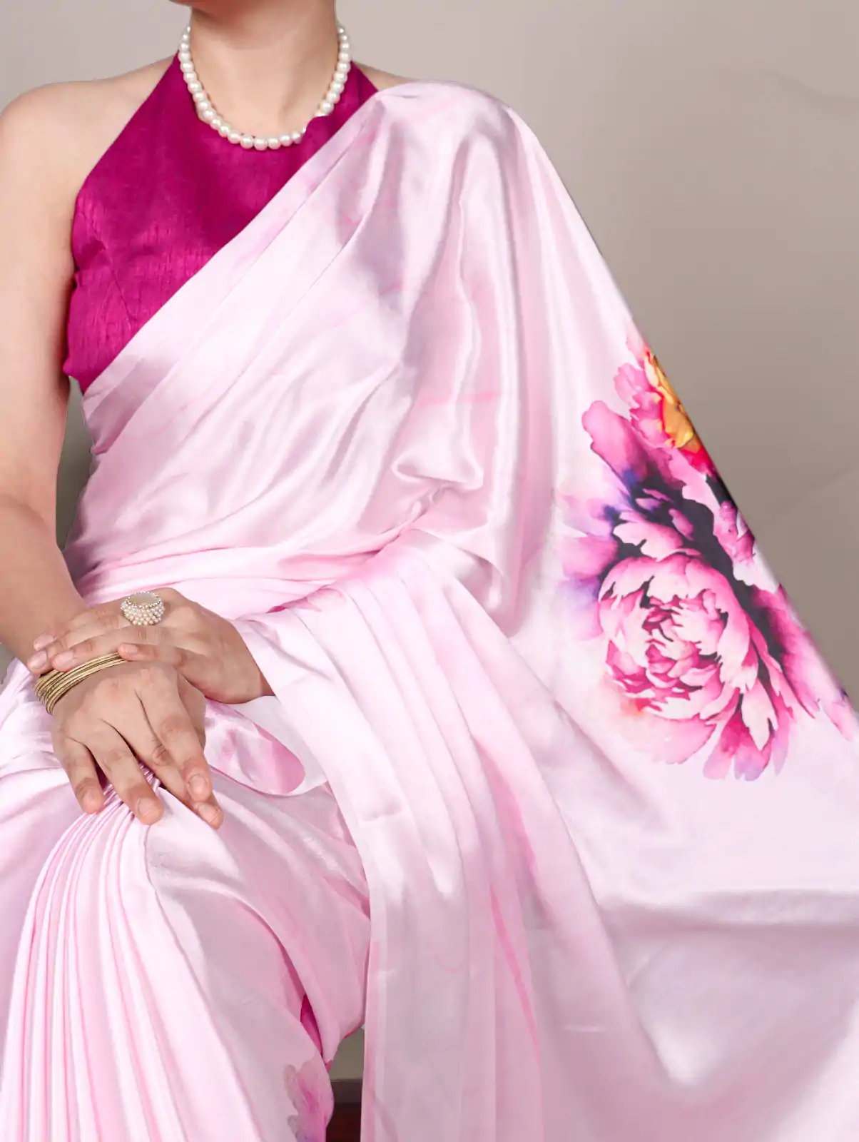 YNF 7004 Pink Color Satin Silk Floral Printed Designer Work Saree . Grab it for ₹1549. Delivery 4-6 Working Days. Shop now. | Embroidered Sarees, Bollywood Sarees, Creative Sarees, Designer Sarees, Ethnic Saree, Modern Digital sarees, Party Wear Sarees, Sarees