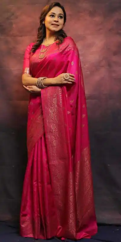 KP 6010 Pink Soft Lichi Silk Jacquard Saree Perfect for Wedding, Party, Traditional Day, Family Gatherings, Sangeet . Grab it for ₹1349. Delivery 4-6 W | Embroidered Sarees, Bollywood Sarees, Creative Sarees, Designer Sarees, Ethnic Saree, Modern Digital sarees, Party Wear Sarees, Sarees