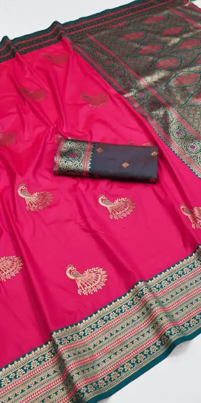 MB Morni Pink in Soft Silk Zari Work & Lace Work Saree . Wedding, Party, Festive, Events, Grab it for ₹2099. Delivery 4-6 Working Days. Shop now. | Creative Sarees, Embroidered Sarees, Bollywood Sarees, Designer Sarees, Ethnic Saree, Modern Digital sarees, Party Wear Sarees, Sarees