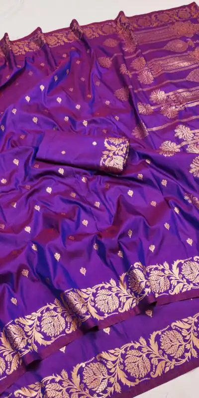 MB 171 Purple Banarasi Silk Saree Perfect for Wedding, Party, Holi, Pongal, Pooja –. Festive Deal ₹1849. Delivery 4-6 Working Days. Shop now. | Creative Sarees, Embroidered Sarees, Bollywood Sarees, Designer Sarees, Ethnic Saree, Modern Digital sarees, Party Wear Sarees, Sarees