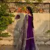 Purple Chinon Lace Work Embroidery Salwar Suit