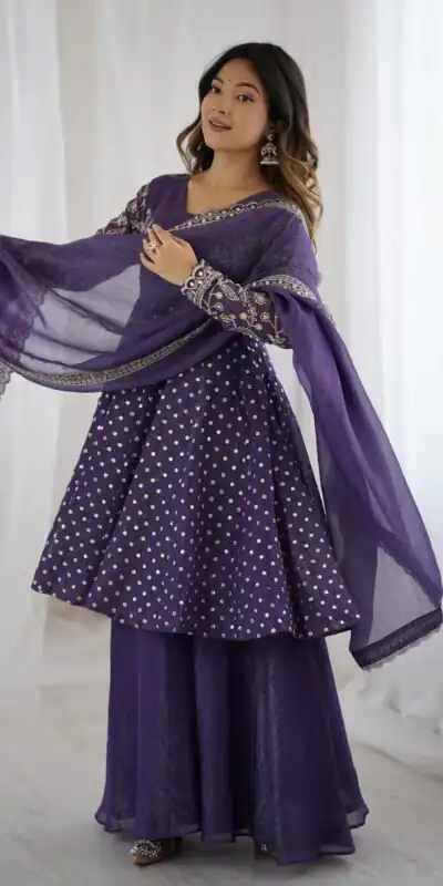 ZSR 3134 Purple Crunchy Silk Salwar Suit Perfect for Wedding, Party, Sangeet, Anniversary, Housewarming Introductory Price ₹2399. Delivery 4-6 | Casual Suits, Jump Suits, Creative suits, Designer Suits, Palazzo Suits, Party Wear Suits, Patiala Suits, Salwar suit, Straight Suits