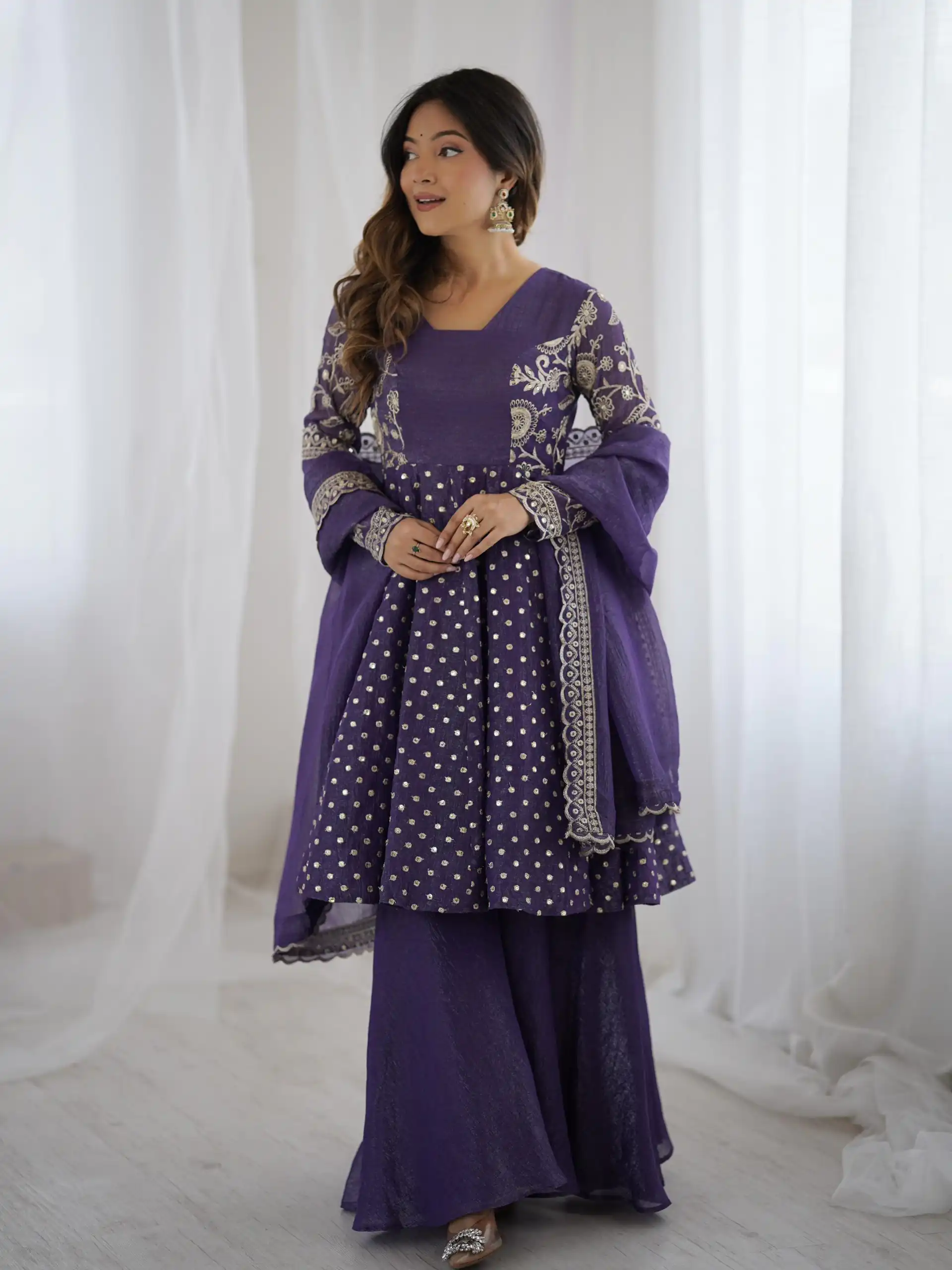 ZSR 3134 Purple Crunchy Silk Salwar Suit Perfect for Wedding, Party, Sangeet, Anniversary, Housewarming Introductory Price ₹2399. Delivery 4-6 | Casual Suits, Jump Suits, Creative suits, Designer Suits, Palazzo Suits, Party Wear Suits, Patiala Suits, Salwar suit, Straight Suits