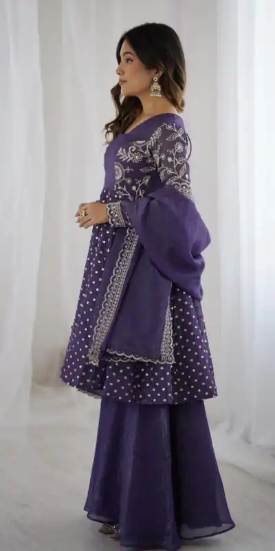 ZSR 3134 Purple Crunchy Silk Salwar Suit Perfect for Wedding, Party, Sangeet, Anniversary, Housewarming Introductory Price ₹2399. Delivery 4-6 | Casual Suits, Jump Suits, Creative suits, Designer Suits, Palazzo Suits, Party Wear Suits, Patiala Suits, Salwar suit, Straight Suits