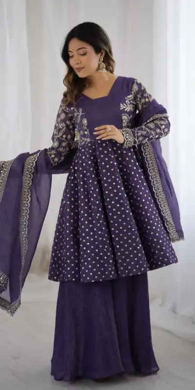 ZSR 3134 Purple Crunchy Silk Salwar Suit Perfect for Wedding, Party, Sangeet, Anniversary, Housewarming Introductory Price ₹2399. Delivery 4-6 | Casual Suits, Jump Suits, Creative suits, Designer Suits, Palazzo Suits, Party Wear Suits, Patiala Suits, Salwar suit, Straight Suits