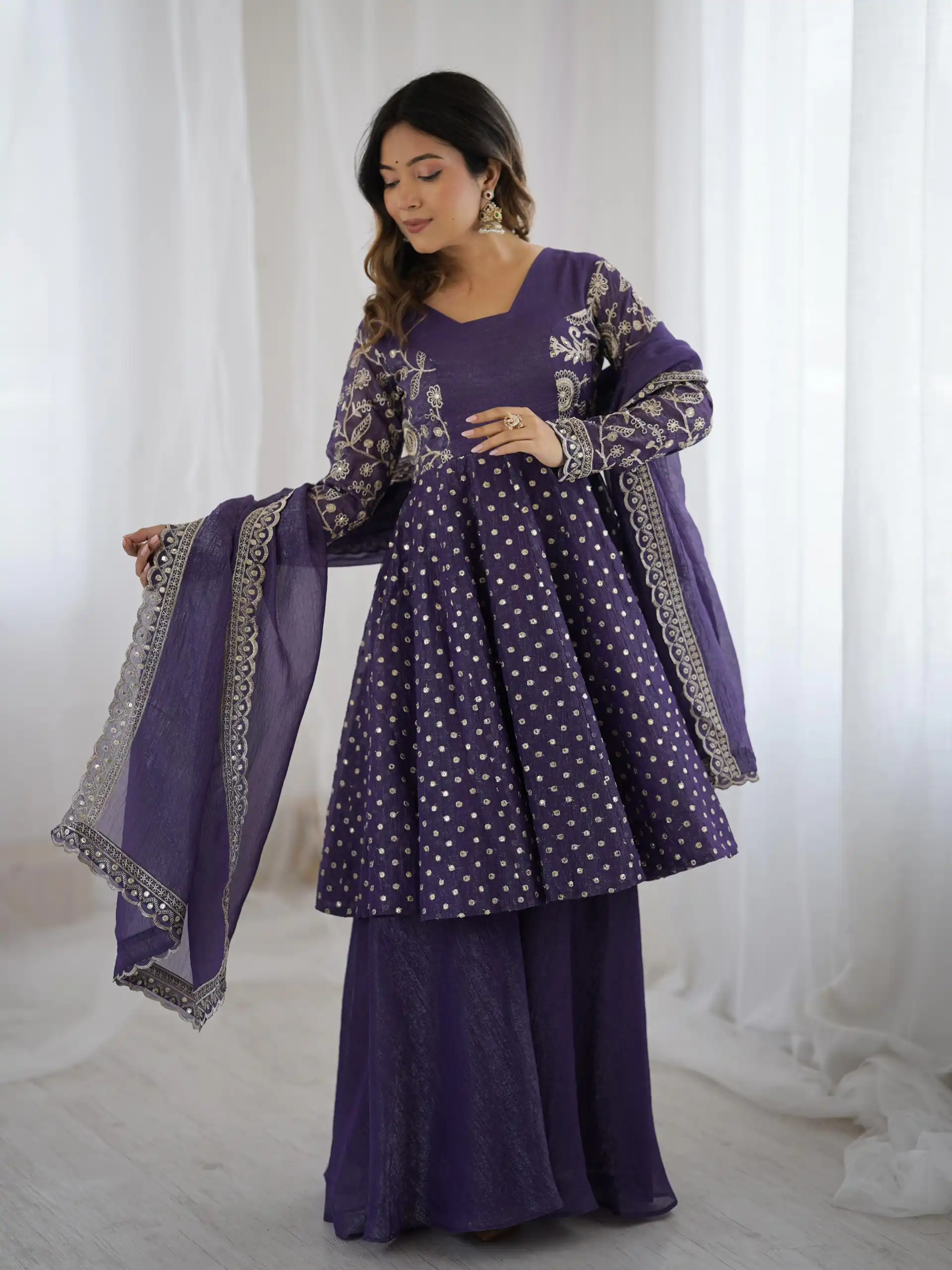 ZSR 3134 Purple Crunchy Silk Salwar Suit Perfect for Wedding, Party, Sangeet, Anniversary, Housewarming Introductory Price ₹2399. Delivery 4-6 | Casual Suits, Jump Suits, Creative suits, Designer Suits, Palazzo Suits, Party Wear Suits, Patiala Suits, Salwar suit, Straight Suits