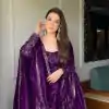 VLM 297 Purple Crunchy Silk with Lace Work & Embroidery Work Gown . Introductory Price ₹2499. Delivery 4-6 Working Days. Shop now. | Bollywood Gowns, Creative Gowns, Designer Gowns, Embroidered Gowns, Gowns, Party Wear Gowns