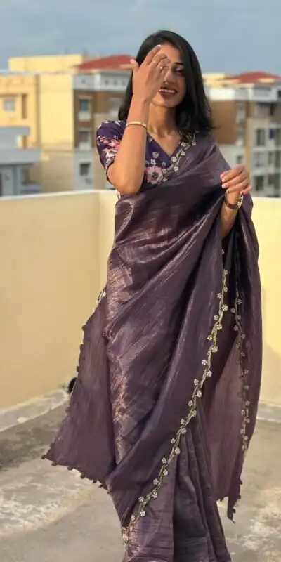 AC Gold Crush Purple Gold Crush with Lace Border & Lace Work Saree . Festive Deal ₹2599. Delivery 4-6 Working Days. Shop now. | Creative Sarees, Embroidered Sarees, Bollywood Sarees, Designer Sarees, Ethnic Saree, Modern Digital sarees, Party Wear Sarees, Sarees