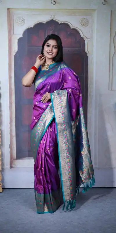 MB 18 Purple Paithani Ajanta Lotus Saree Perfect for Wedding, Party, Lohri, Durga Puja, Eid – . Get it for ₹2449. Delivery 4-6 Working Days. Shop now. | Creative Sarees, Embroidered Sarees, Bollywood Sarees, Designer Sarees, Ethnic Saree, Modern Digital sarees, Party Wear Sarees, Sarees