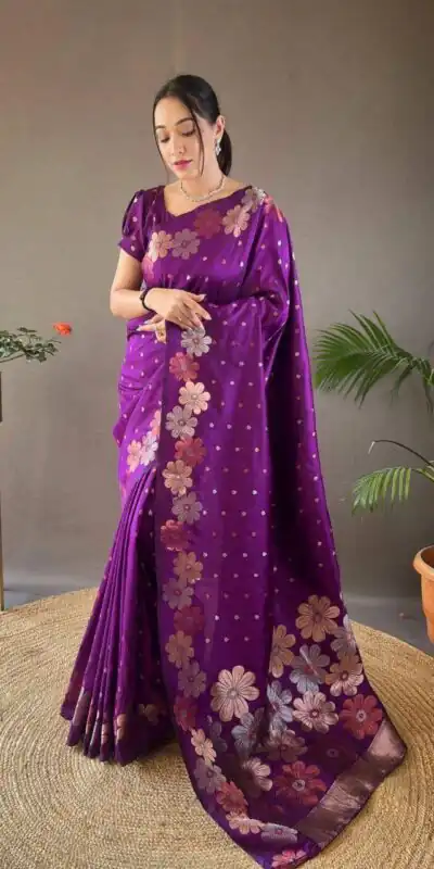 KP 6003 Purple Soft Lichi Silk Cloth Lace Work & Lace Border Saree in Best Price ₹1399. Delivery 4-6 Working Days. Shop now. | Embroidered Sarees, Bollywood Sarees, Creative Sarees, Designer Sarees, Ethnic Saree, Modern Digital sarees, Party Wear Sarees, Sarees