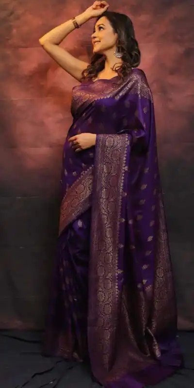 KP 6010 Purple Soft Lichi Silk Jacquard Saree Perfect for Wedding, Party, Traditional Day, Family Gatherings, Sangeet . Grab it for ₹1349. Delivery 4-6 W | Embroidered Sarees, Bollywood Sarees, Creative Sarees, Designer Sarees, Ethnic Saree, Modern Digital sarees, Party Wear Sarees, Sarees