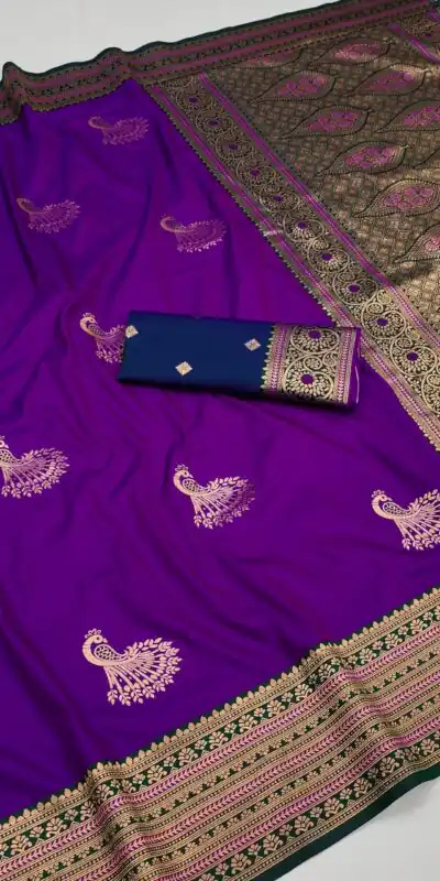 MB Morni Purple in Soft Silk Zari Work & Lace Work Saree . Wedding, Party, Festive, Events, Grab it for ₹2099. Delivery 4-6 Working Days. Shop now. | Creative Sarees, Embroidered Sarees, Bollywood Sarees, Designer Sarees, Ethnic Saree, Modern Digital sarees, Party Wear Sarees, Sarees