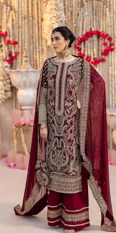 SRK 5297 Rani Pink Heavy Faux Georgette With Chain Stitch Embroidery Sequence Work Salwar Suit Wedding, Party, Festive, Events, 4-6 Working Days At 2399 | Casual Suits, Jump Suits, Creative suits, Designer Suits, Palazzo Suits, Party Wear Suits, Patiala Suits, Salwar suit, Straight Suits