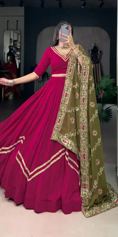 LNB 1692 Rani Pink Pure Rayon Embroidery Work & Sequins Work Lehenga Choli in . Now at just ₹3199. Delivery 4-6 Working Days. Shop now. | Creative Lehenga, Bollywood Lehenga, Designer Lehenga, Embroidered Lehenga, Lehenga, Party Wear Lehenga