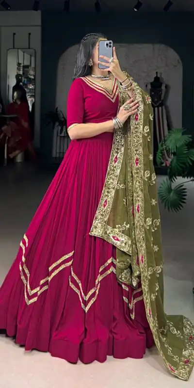 LNB 1692 Rani Pink Pure Rayon Embroidery Work & Sequins Work Lehenga Choli in . Now at just ₹3199. Delivery 4-6 Working Days. Shop now. | Creative Lehenga, Bollywood Lehenga, Designer Lehenga, Embroidered Lehenga, Lehenga, Party Wear Lehenga