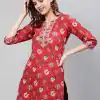 INLI Blush 2.0 Red Cotton Printed Designer Work Kurti in . Wedding, Party, Festive, Events, Special Price ₹1269. Delivery 4-6 Working Days. Shop now. | Bollywood Kurti, Creative Kurtis, Designer Kurti, Kurti, Party Wear Kurti, Selfie Kurti