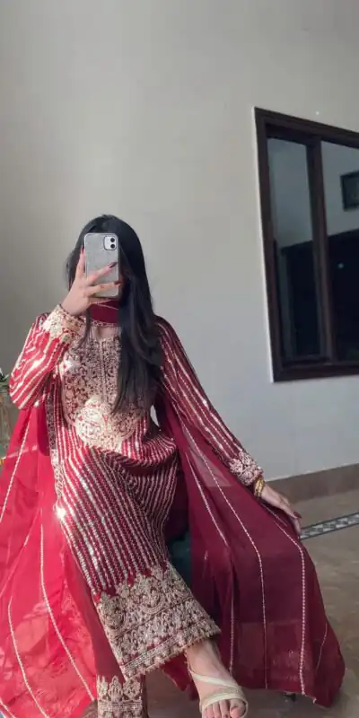 RTC 5931 Red in Faux Georgette Lace Work Salwar Suit . Wedding, Party, Festive, Events Now at just ₹2149. Delivery 4-6 Working Days. Shop now. | Casual Suits, Jump Suits, Creative suits, Designer Suits, Palazzo Suits, Party Wear Suits, Patiala Suits, Salwar suit, Straight Suits