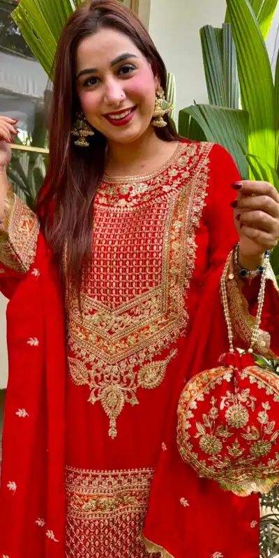 SR 1685 Red Color Heavy Faux Georgette With Embroidery Sequence Salwar Suit . Grab it for ₹2099. Delivery 4-6 Working Days. | Casual Suits, Jump Suits, Tops & Bottoms, Track Suits, Trendy Wear, Creative suits, Designer Suits, Palazzo Suits, Party Wear Suits, Patiala Suits, Salwar suit, Straight Suits