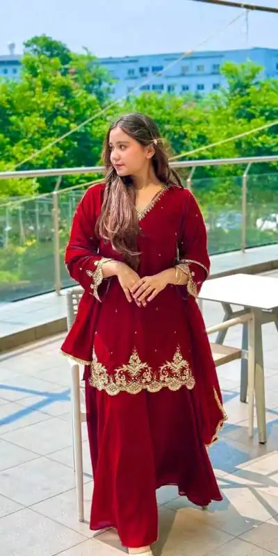 RTC 5852 Red Color Chinon Silk Thread Sequence Work Salwar Suit Casual, Wedding, Festive, Events . Expected Delivery  4-6 Working Days @2099/- only      | Casual Suits, Jump Suits, Creative suits, Designer Suits, Palazzo Suits, Party Wear Suits, Patiala Suits, Salwar suit, Straight Suits