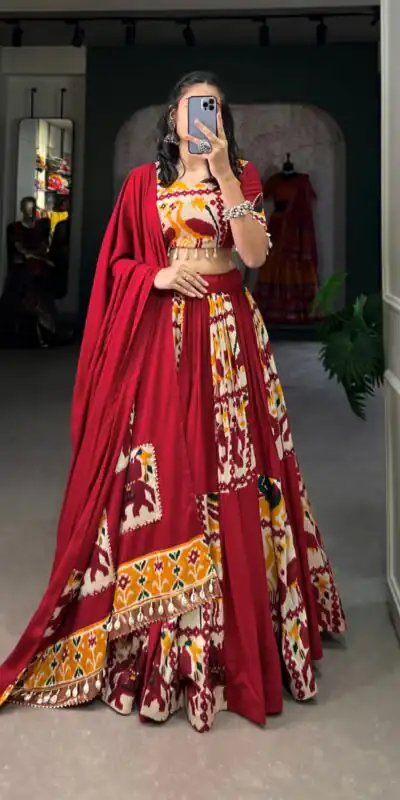 LNB 1611 Red Color Rayon With Printed Silk Plain With Printed Lehenga Choli Wedding, Party, Festive, Events Etc. Delivery 4-6 Working Days Rs 3099 | Creative Lehenga, Bollywood Lehenga, Designer Lehenga, Embroidered Lehenga, Lehenga, Party Wear Lehenga