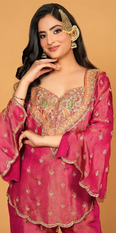 NSR 852 Red Simar Silk With Embroidery Work with Full Sleeve Salwar Suit in . Now at just ₹2099. Delivery 4-6 Working Days. Shop n | Casual Suits, Jump Suits, Creative suits, Designer Suits, Palazzo Suits, Party Wear Suits, Patiala Suits, Salwar suit, Straight Suits